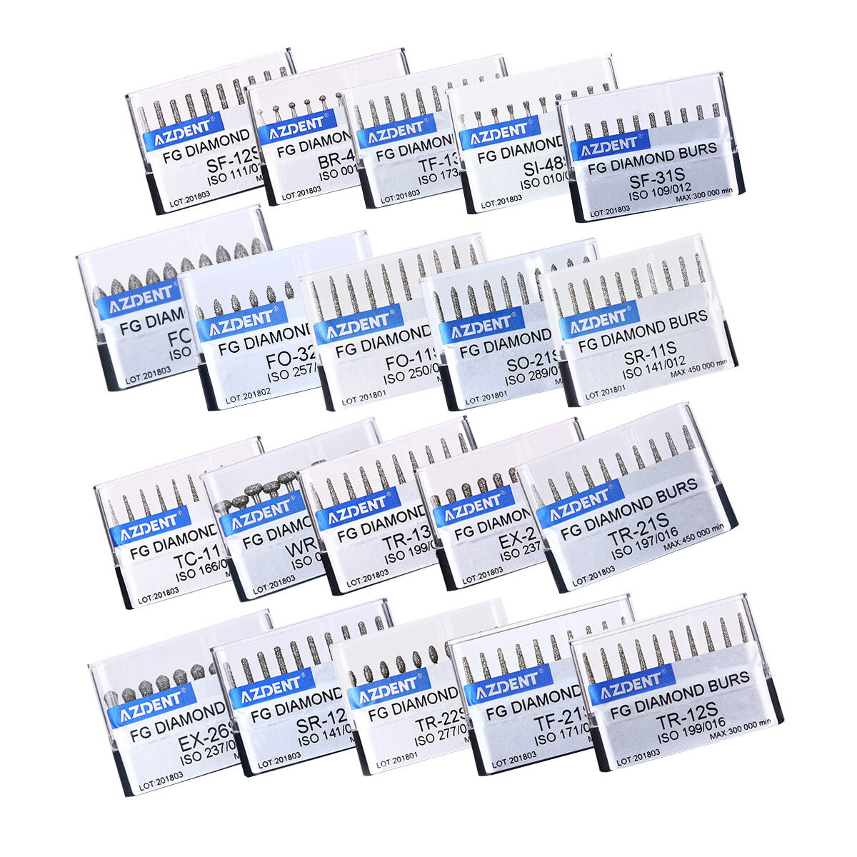 20 Types AZDENT Dental FG Super Coarse Diamond Burs for High Speed Handpiece