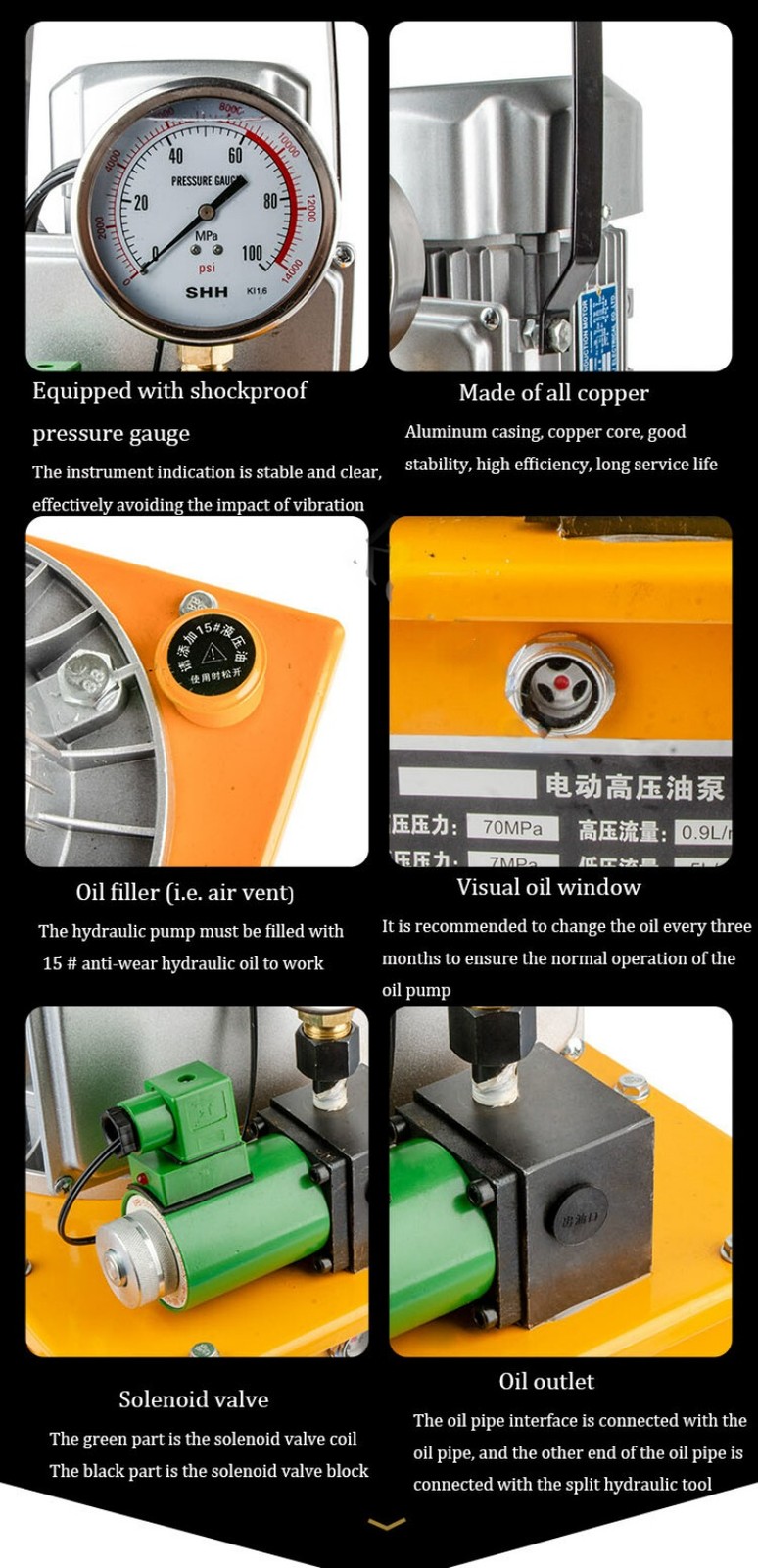 750W Hydraulic Electric Pump Single Acting Solenoid Hydraulic Oil Pump GYB-700A