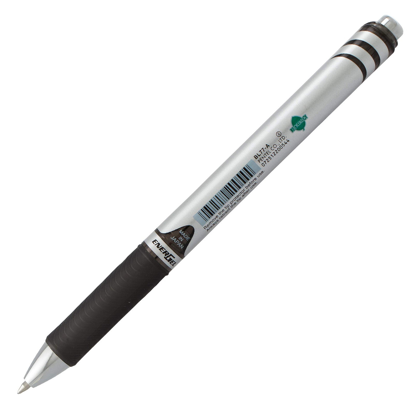 Pentel BL77A EnerGel RTX Retractable Liquid Gel Pen, .7mm, Black/Gray Barrel,