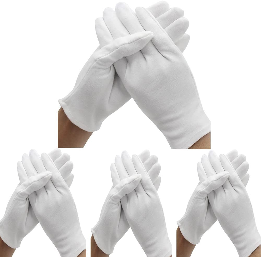 12 Pairs Moisturizing White Cotton Gloves for Dry Cracked Hands Eczema Hand