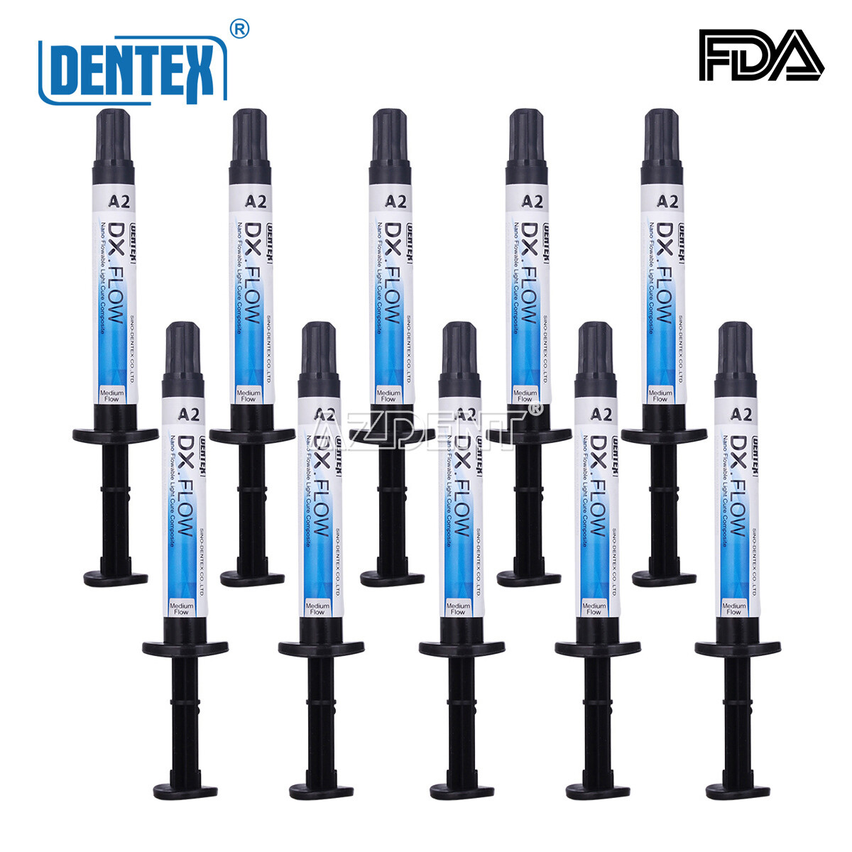 3 X Dentex Dental Flowable Light Cure Composite Resin Flowable Medium A2 DX.FLOW
