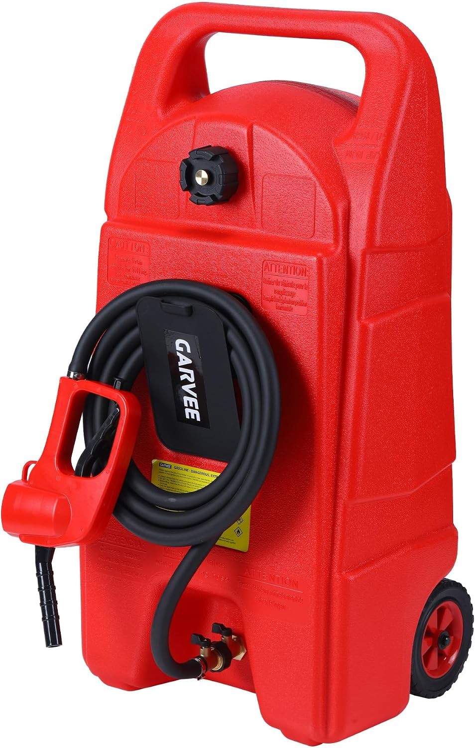 15 Gallon Fuel Caddy Portable Gas Storage Tank Container with Hand Pump Wheels