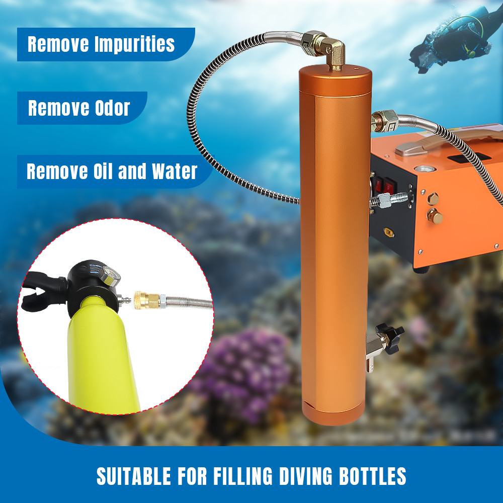 PCP Compressor Air Pump Filter Oil-Water Separator 4500psi 30Mpa Aluminum Alloy