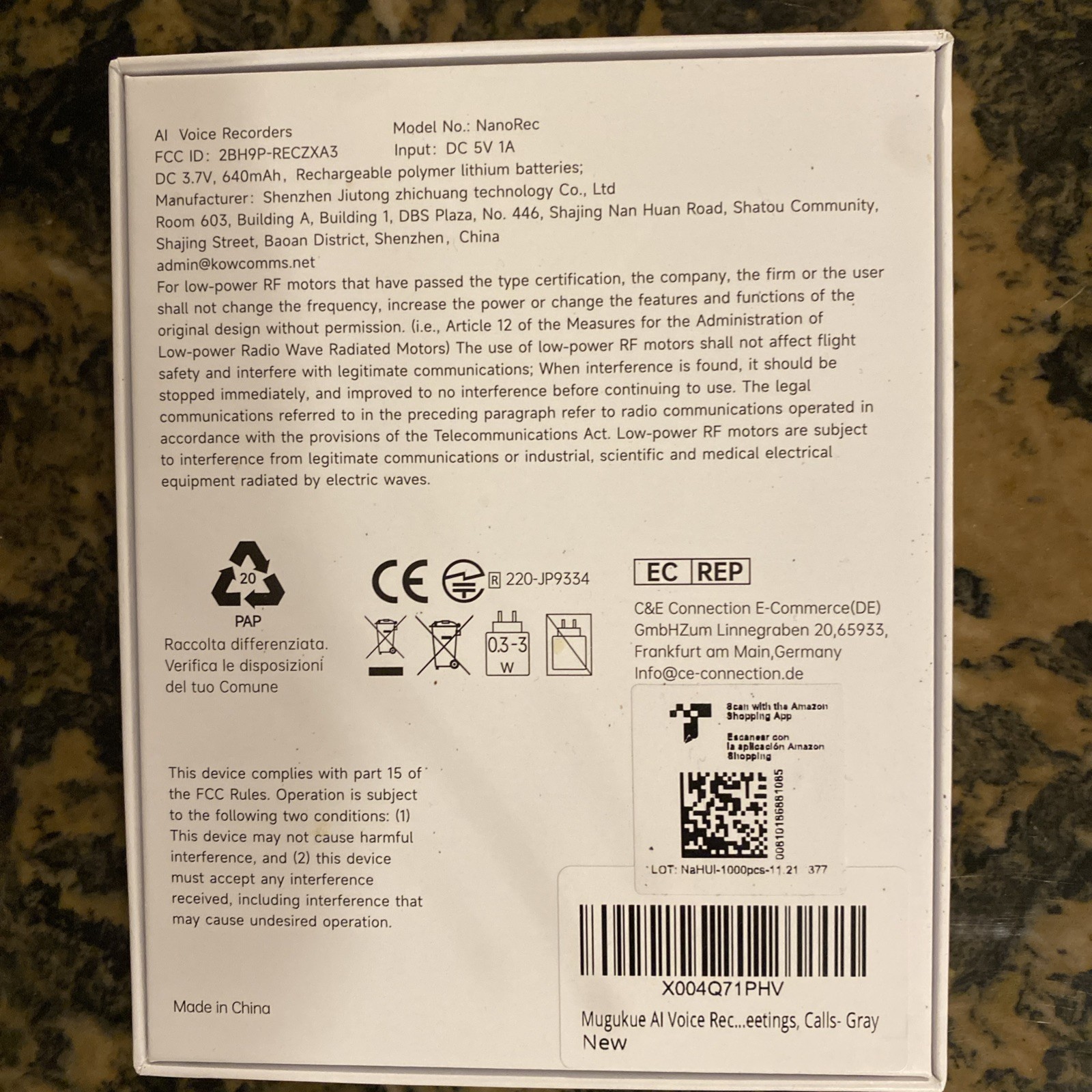 AI Voice Recorder 64GB Gray, BRAND NEW