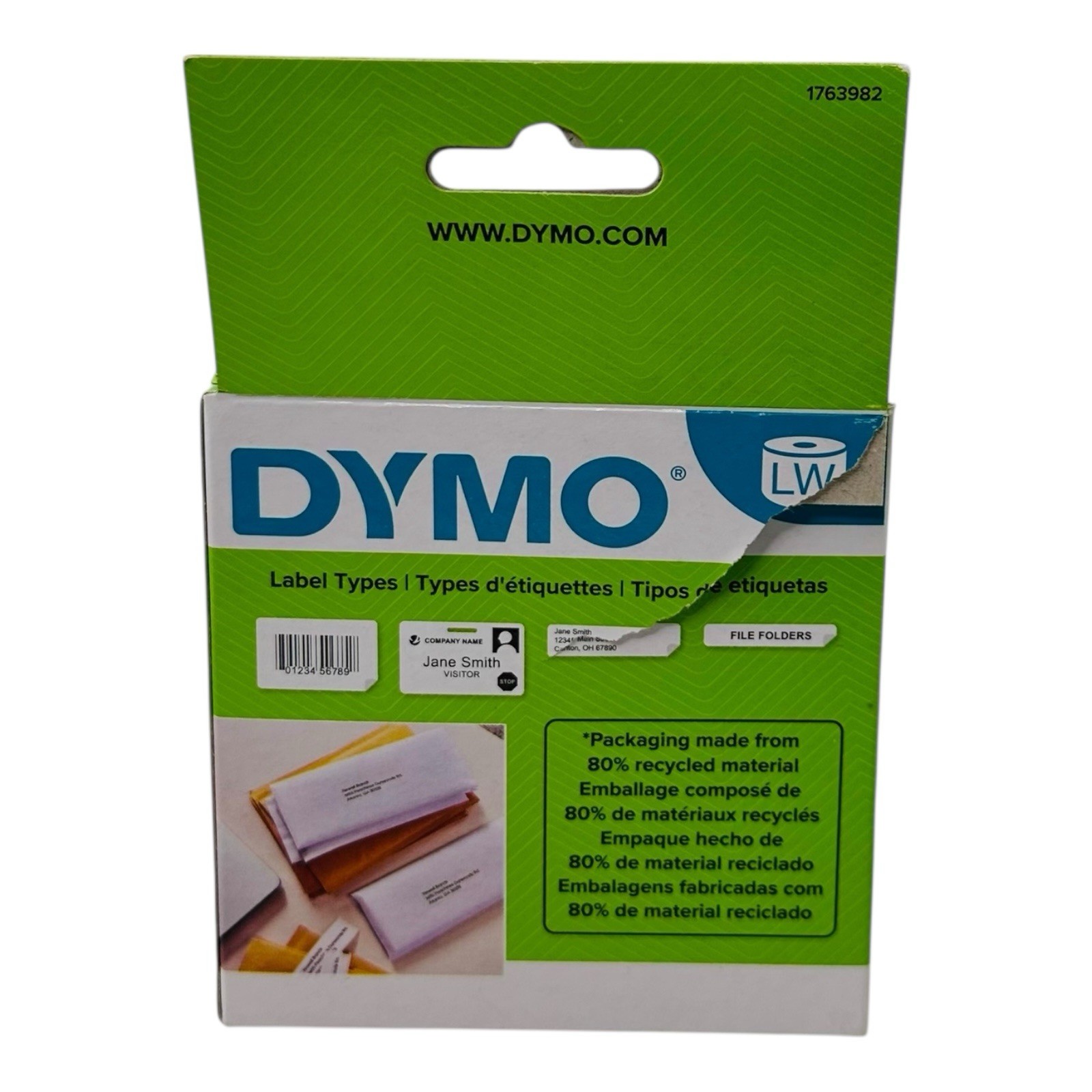 1 Roll Dymo LW 2-5/16″ x 4″ Polypropylene Shipping Labels White 250 Labels/Roll