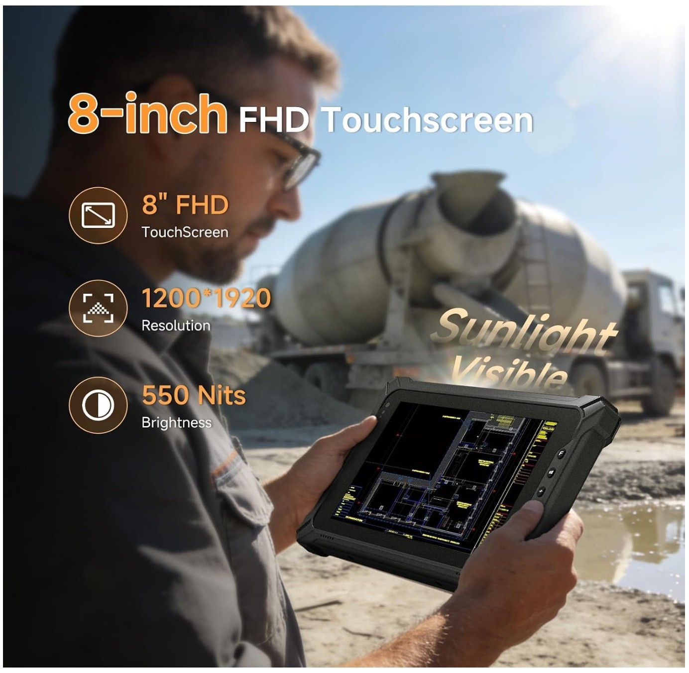 RUGGED TABLET I87 with Honeywell Barcod Scanner RAM8Gb SSD128Gb Windows 11 Pro