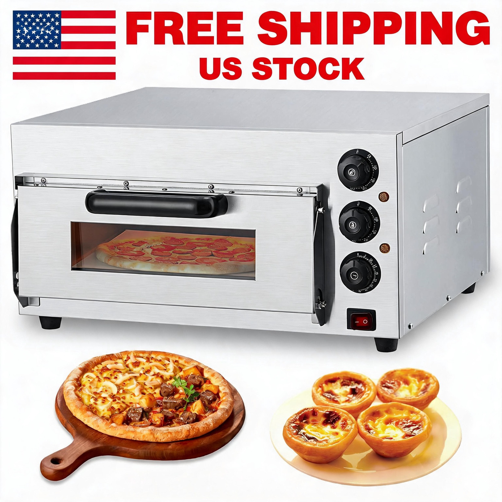 Electric Pizza Countertop, 16 in Commercial Pizza Oven with Adjustable Oven
