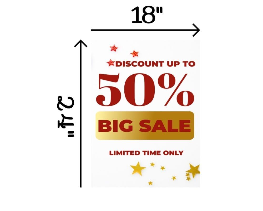 Discount Up To Big Sale | Full Color Window Display Signs | 18″W x 24″H