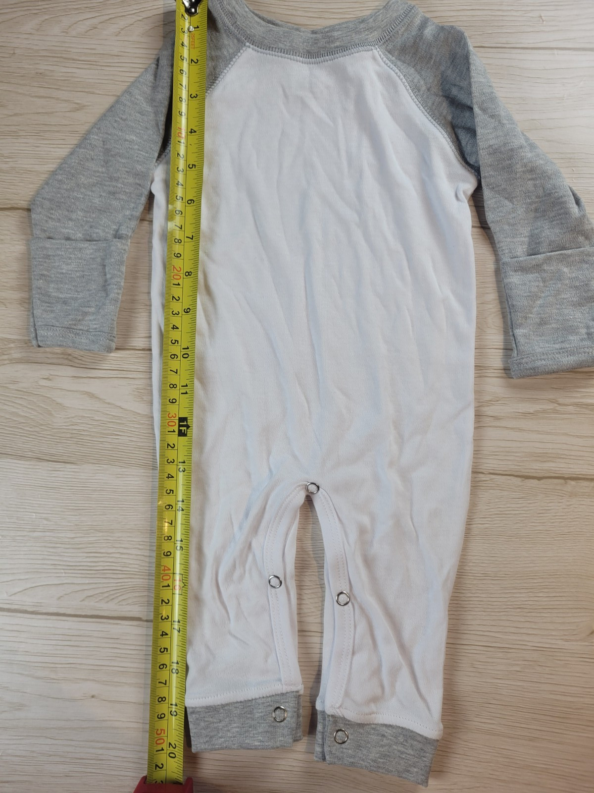 Baby One-Piece Raglan Sleep N Play blank– White/Gray Polyester Cotton 0-3 month