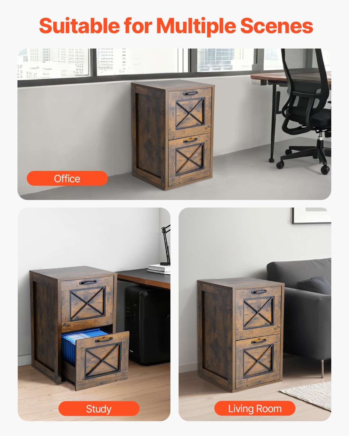 2/3/4 Drawer File Cabinet Vertical Filing Cabinet with Lock for Home Office