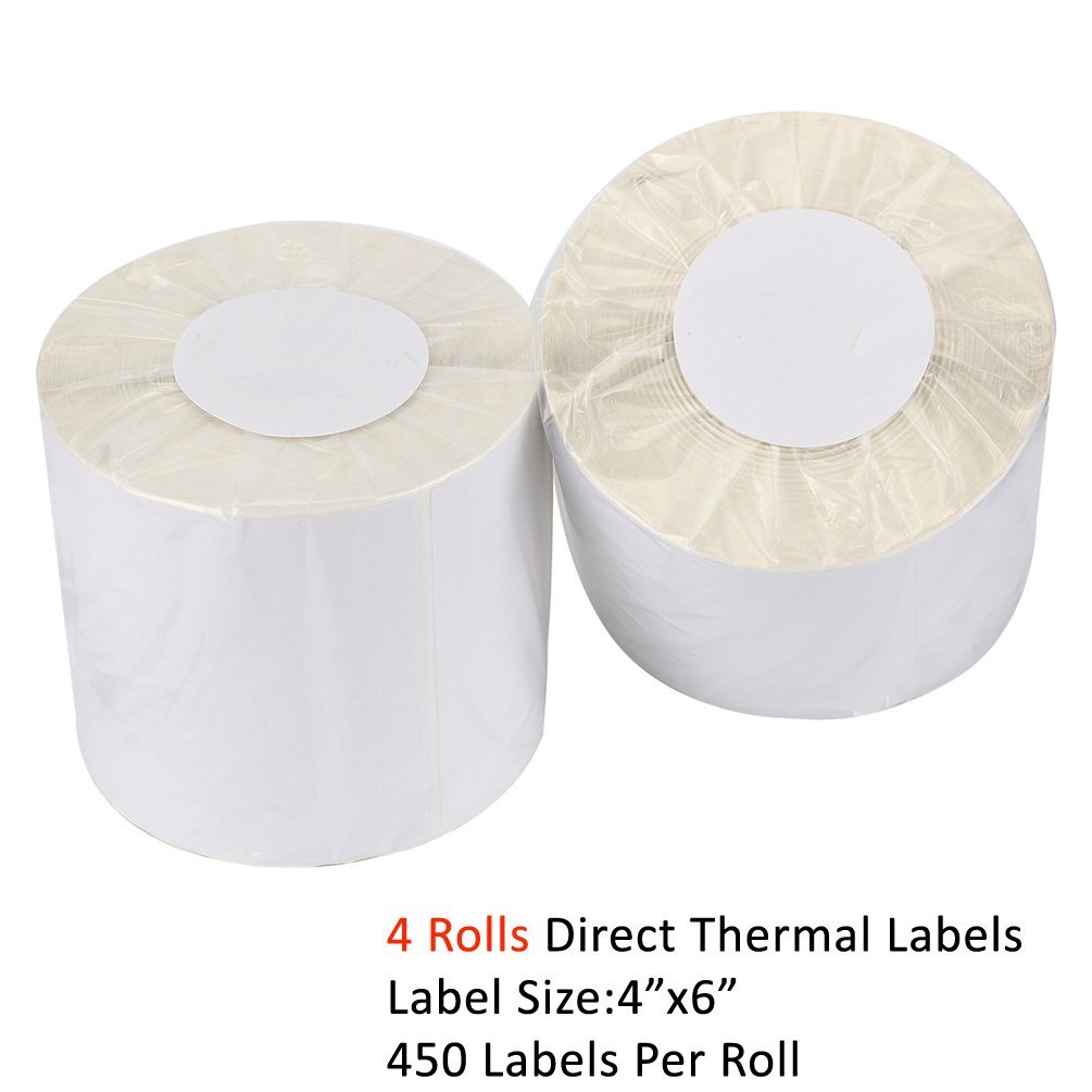 4 Rolls Direct Thermal Labels 450/Roll 4×6 For Zebra Eltron 2844 ZP-450 ZP-500