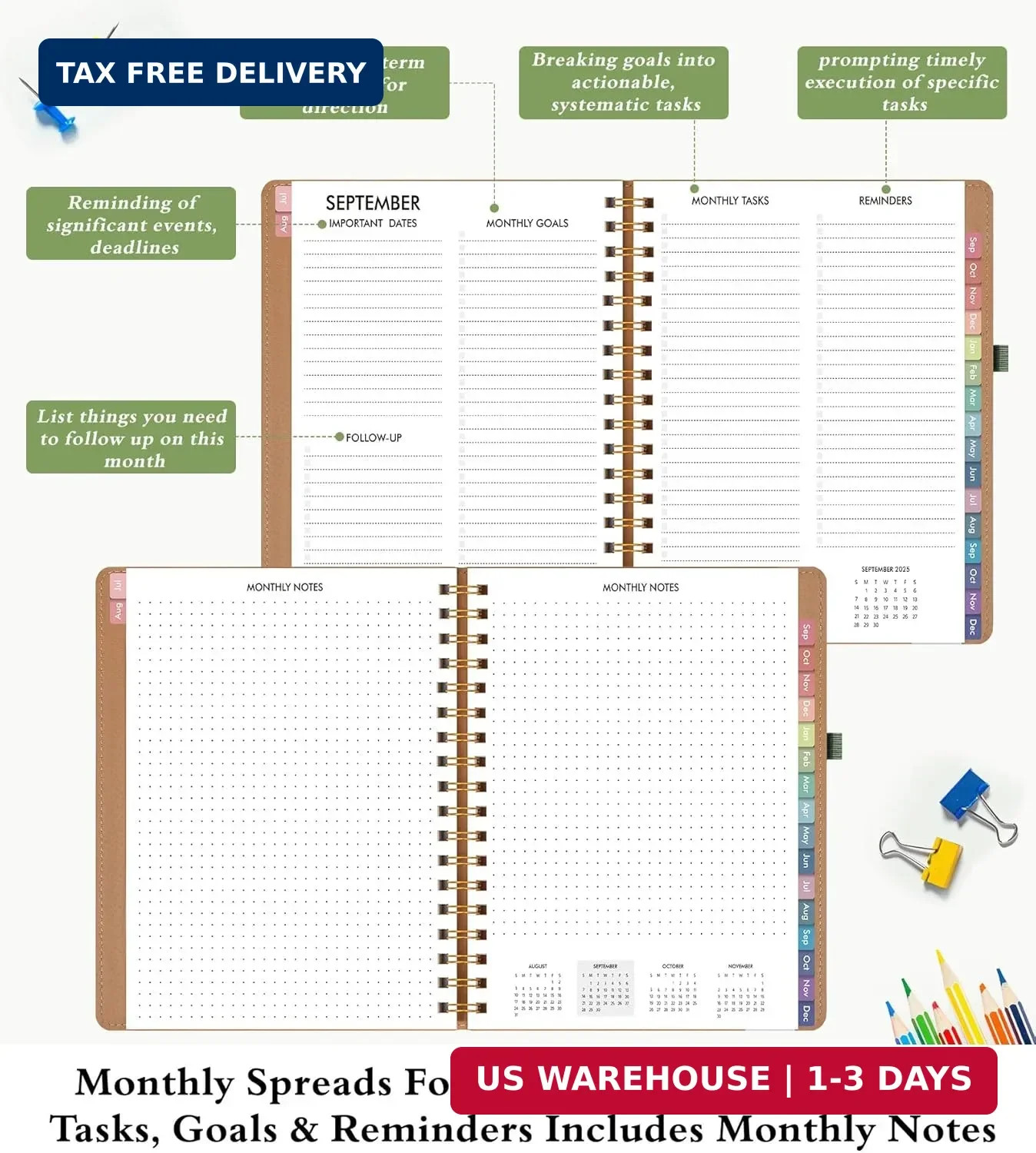 Monthly Planner 2026, 12 Months Hardcover Calendar Planner from January 2026 – D