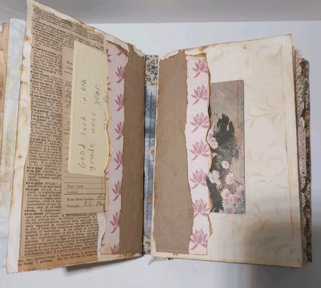 Junk Journal Antique Vtg. Ephemera Handmade Book Lg 9.5″x6.5″ Mother’s Day Gift