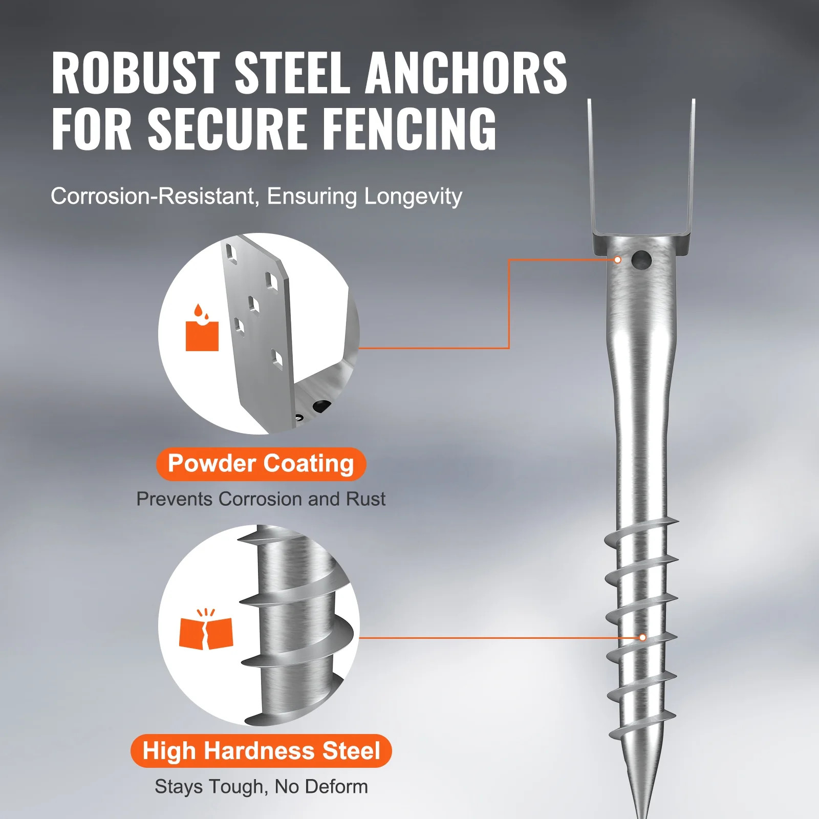 1 Pack 3.94 x 2.76 x 27.56 in No Dig Ground Anchor DIY Screw in Post Stake