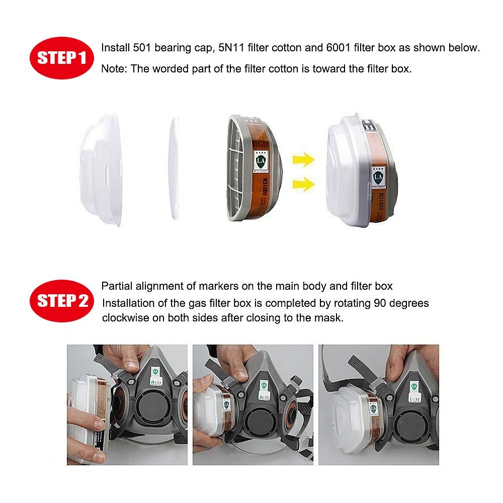 7in1 Half Face Gas Mask Facepiece Spray Painting 6200 Respirator Safety Protect