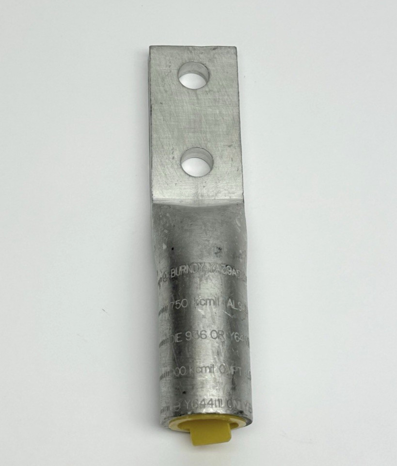 Burndy YA39A5UG, Al Compress, 2-Hole, 1/2″ Stud, 1-3/4″ Spacing, AL9CU, 750kcmil