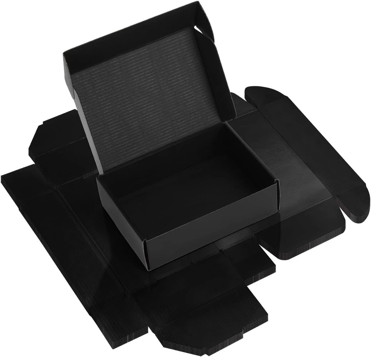 6 Pack Black Shipping Boxes, 7x5x2 Inch Durable Cardboard Mailers for Business