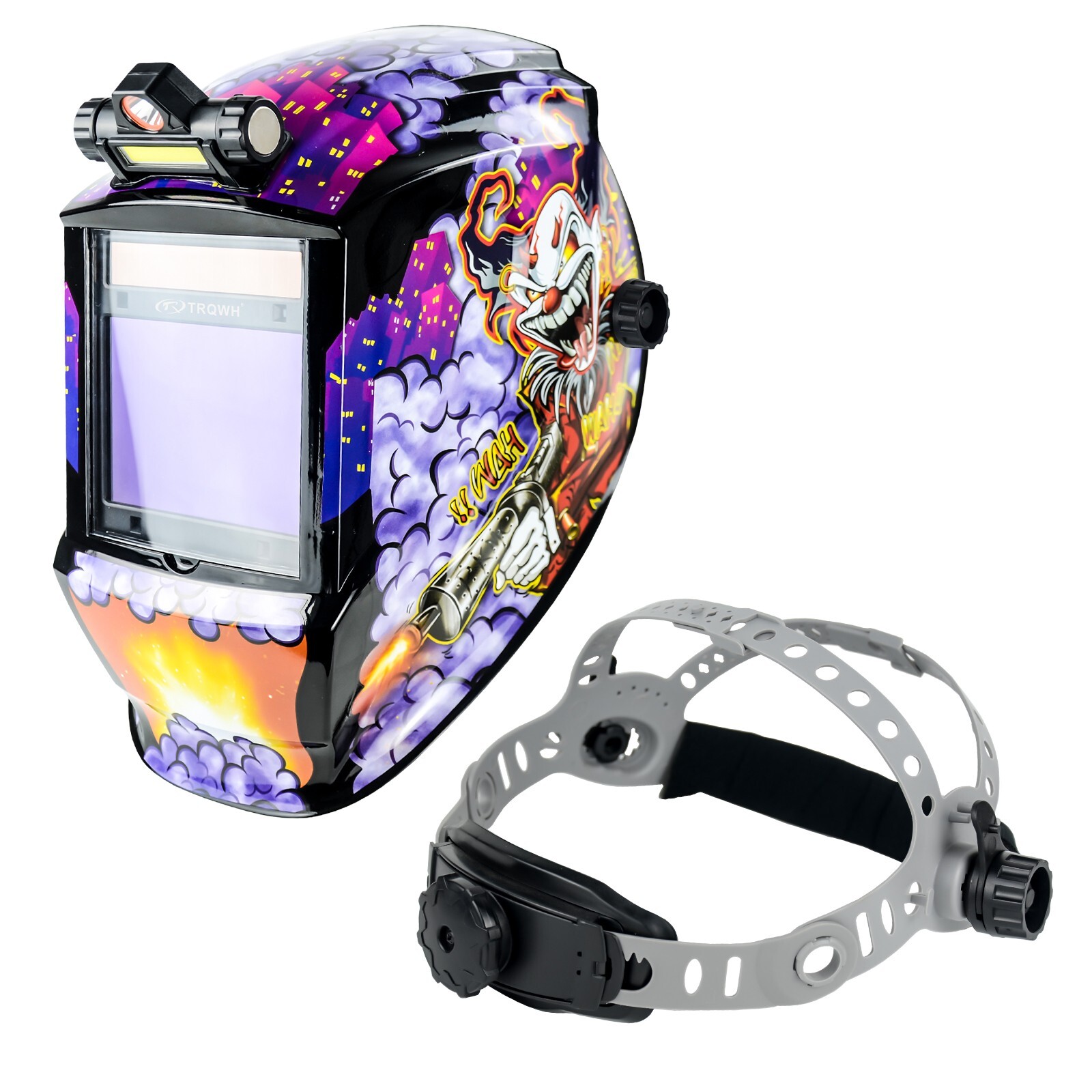 TRQWH True Color Solar Auto-darkening Welding Helmet with LED Light & Headband