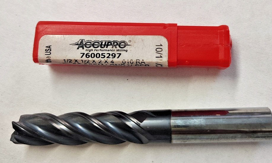 Accupro 1/2 x 1/2 x 2 x 4 .010 RA4 FL Carbide SEEM Long V- Series End Mill Altin