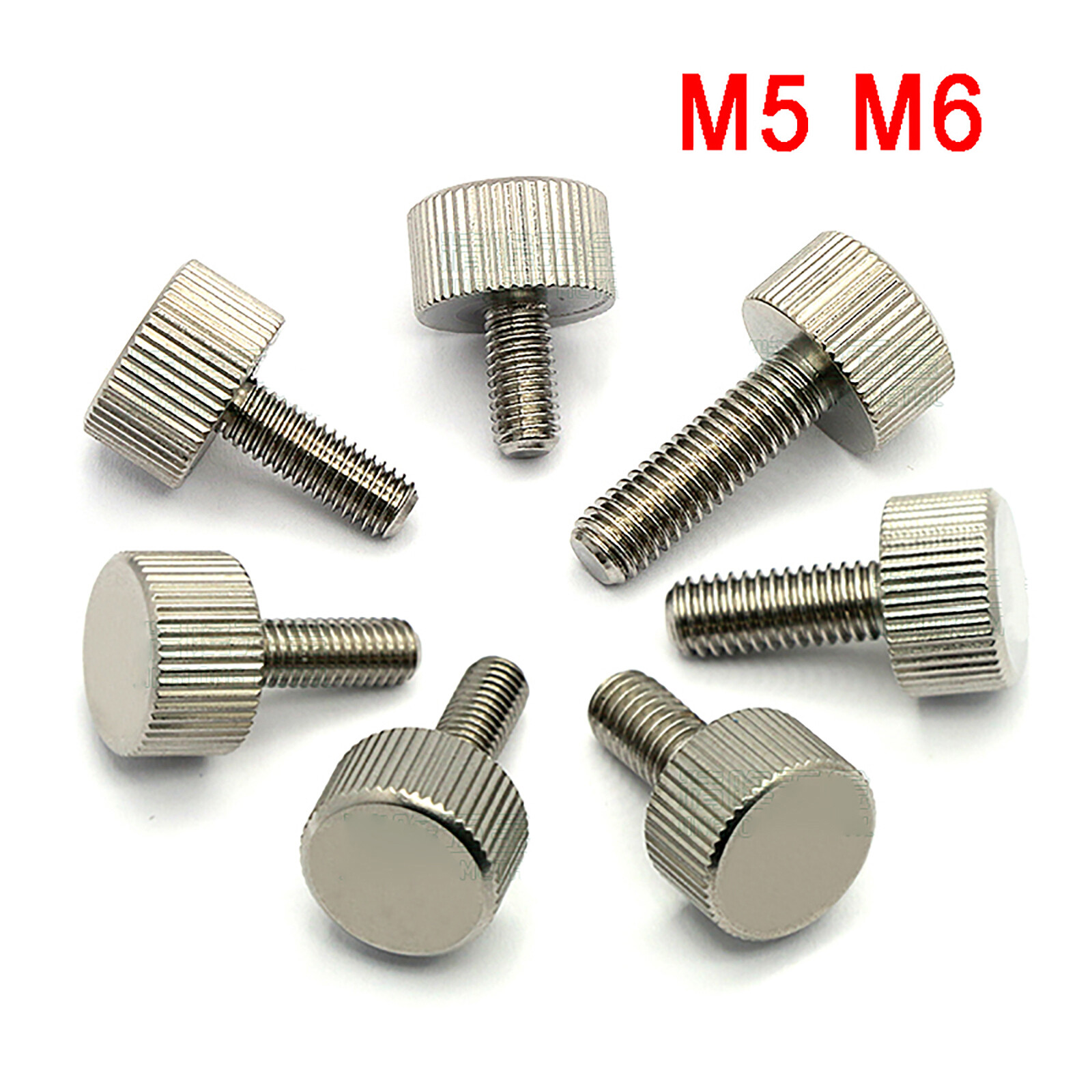 M5/M6 Cylinder Head Knurled Thumb Screws Stainless Steel Hand Grip Knob Bolts