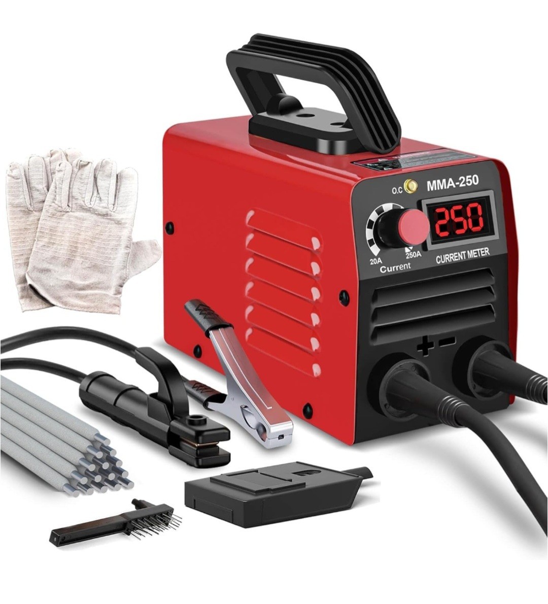 Soldadora Electrica Portatil Inversor 250A 110v / 220v Maquina D . in Red Color