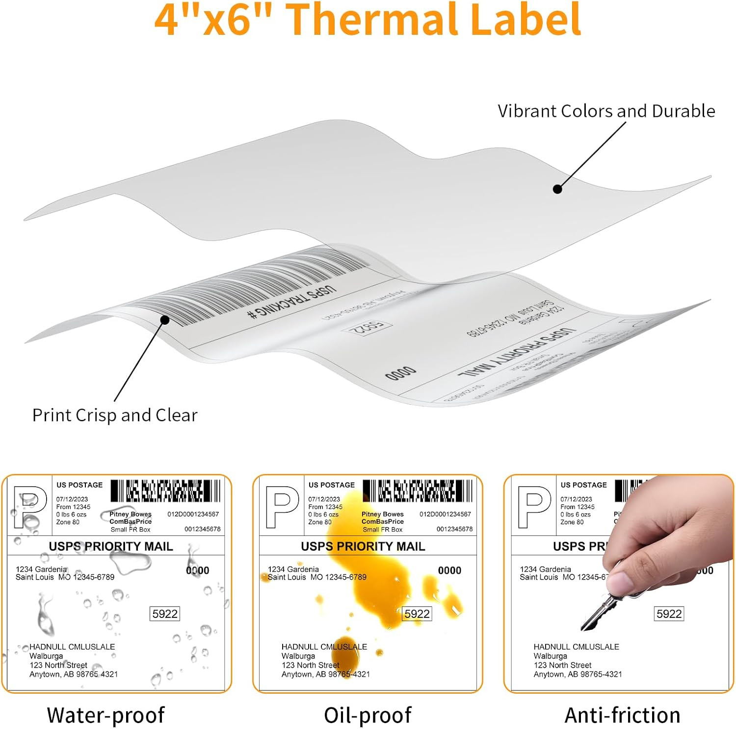 Direct Thermal Labels 4 x 6 Shipping Mailing Labels Roll 250 Waterproof