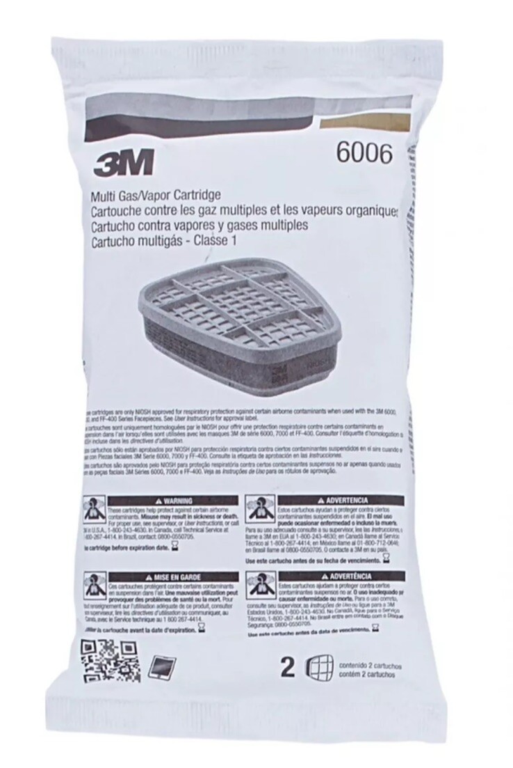 3M 6006 Multi Gas/Vapor Replacement Cartridge, 2 Cartridges – FREE SHIPPING 2029