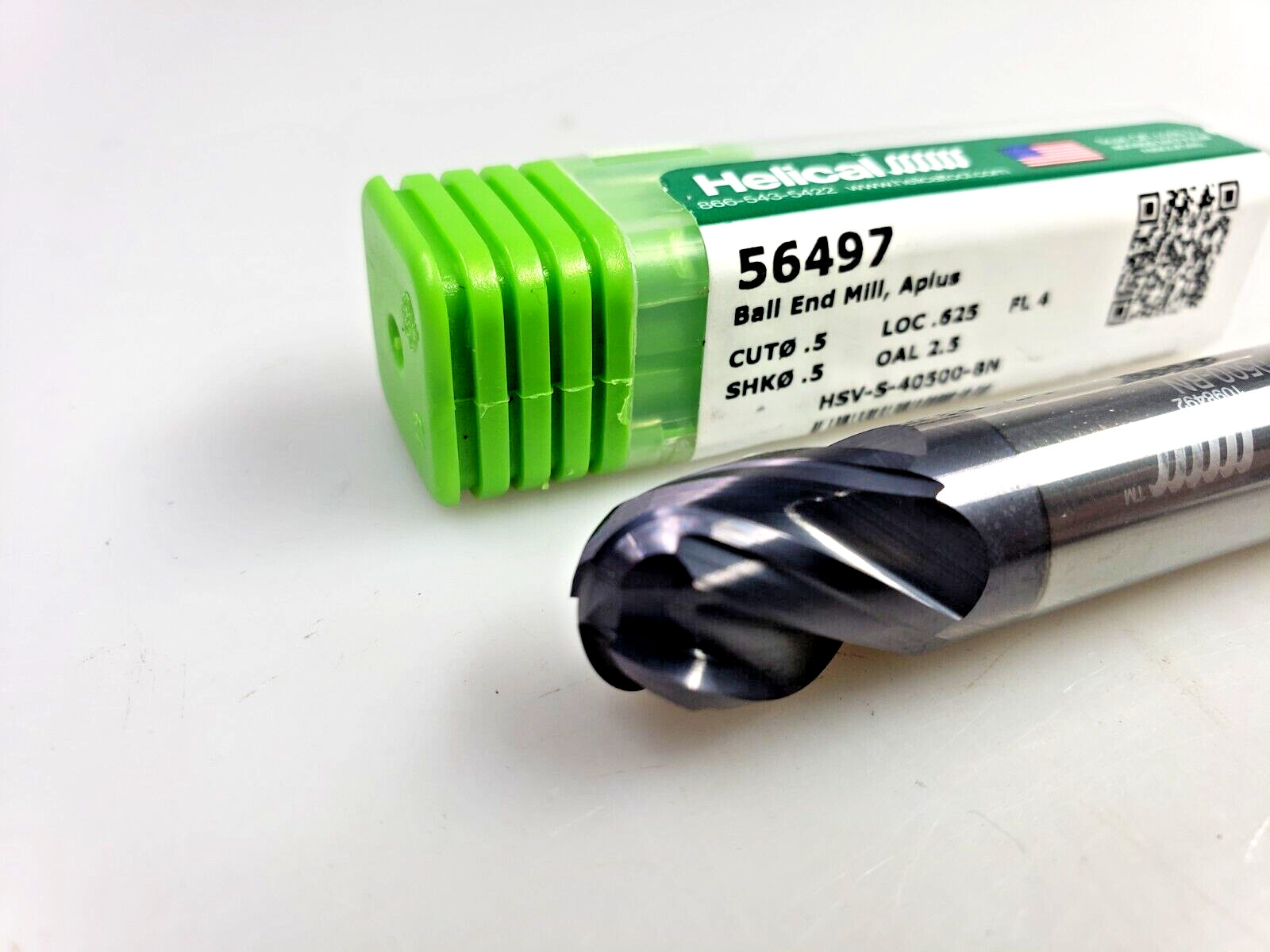 Helical 1/2″ x 1/2 x 5/8 x 2-1/2 Solid Carbide Ball Nose End Mill A-Plus 56497