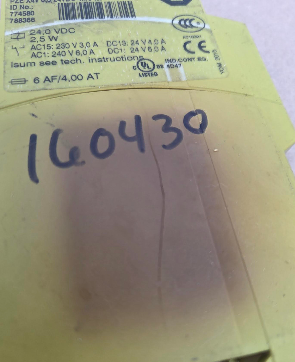 Pilz PZE X4V 774580 0.5/24VDC 4n/o Fix Safety Relay 0.5s 24VDC