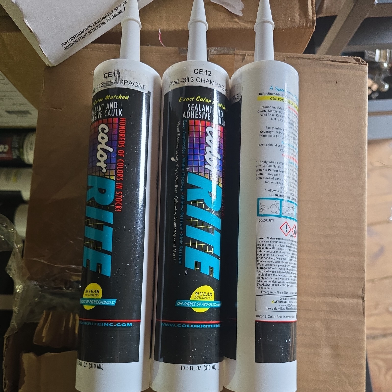 lot of 3-Color Rite Sealant And Adhesive Caulk 10.5 oz CE12- PWL-313 CHAMPAGNE