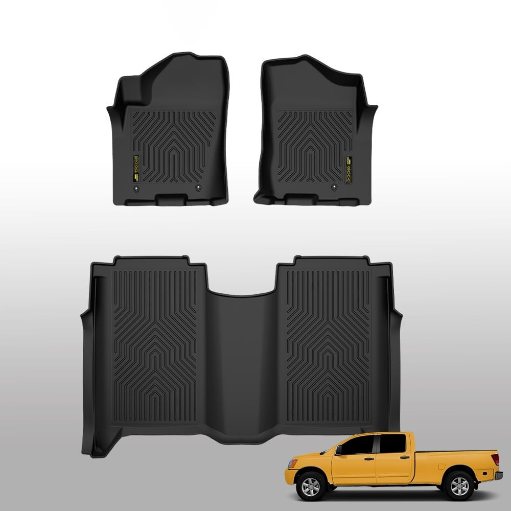 TPE Floor Mats Cargo Liners for Nissan Titan Crew Cab 2004-2015 3PCS All-Weather