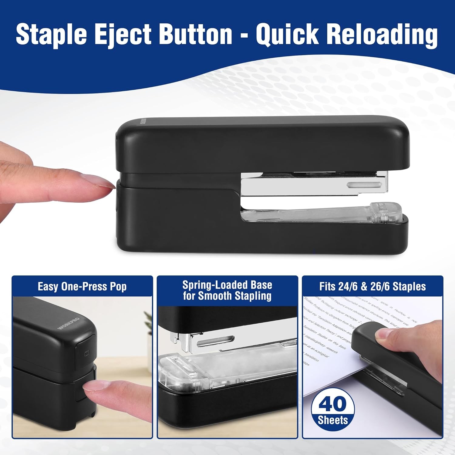 WORKPRO 2-in-1 Stapler w/2000PC Standard Staple Remover Staple 40 Sheet Capacity