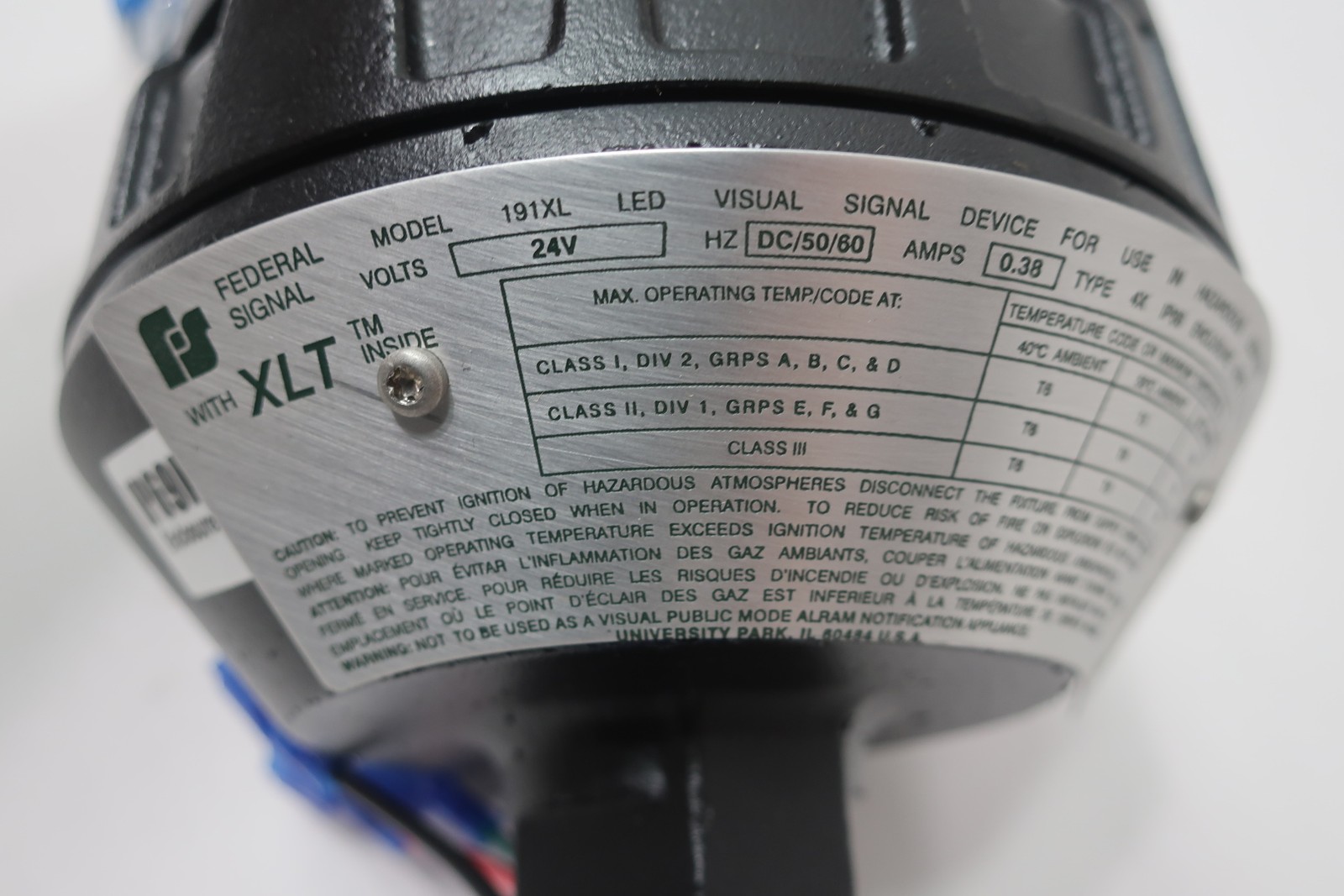 Federal Signal 191XL-024R Red Hazardous Location Warning Light 24v-ac