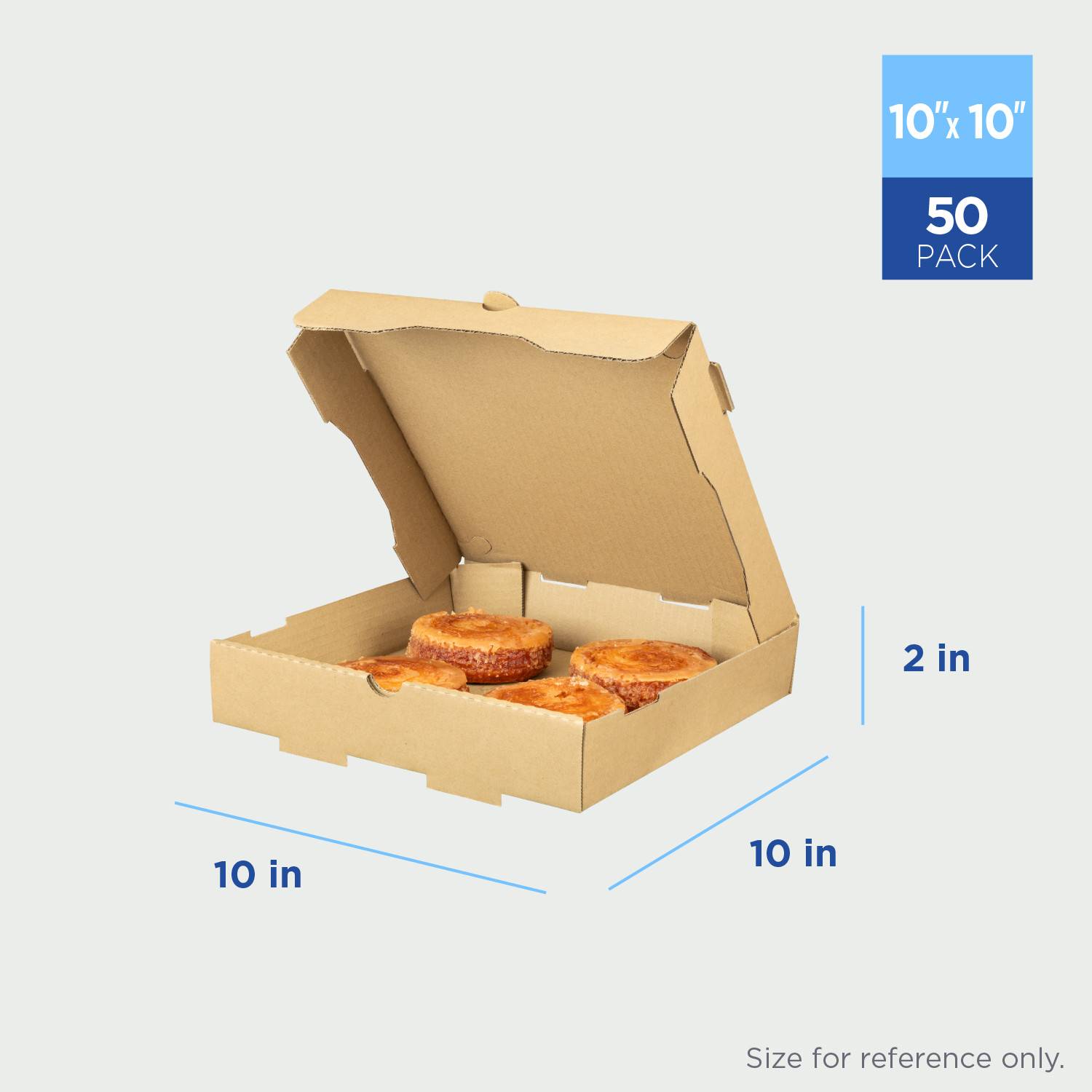Karat Corrugated Pizza Box, 10”x10”x2”, Kraft – 50 pcs, FP-PBF10K