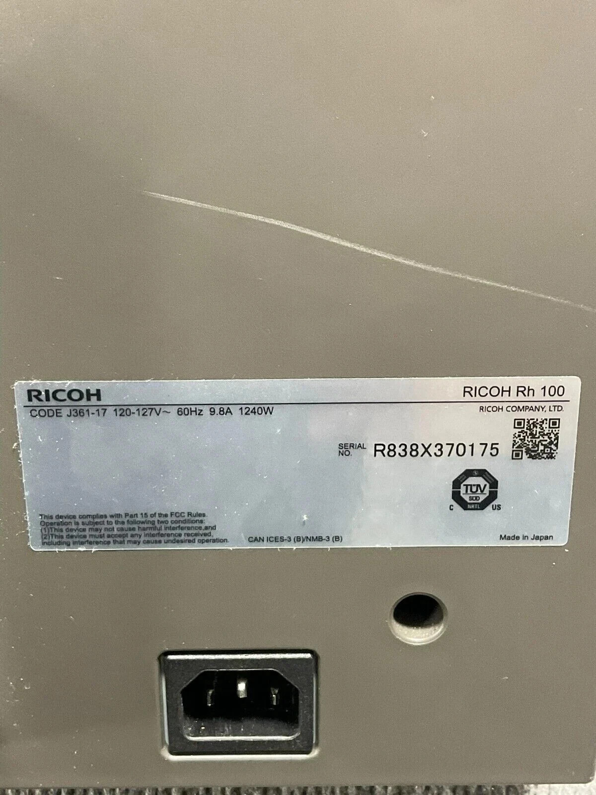 Ricoh RH100 DTG Heat Press Direct-to-Garment Finisher Used