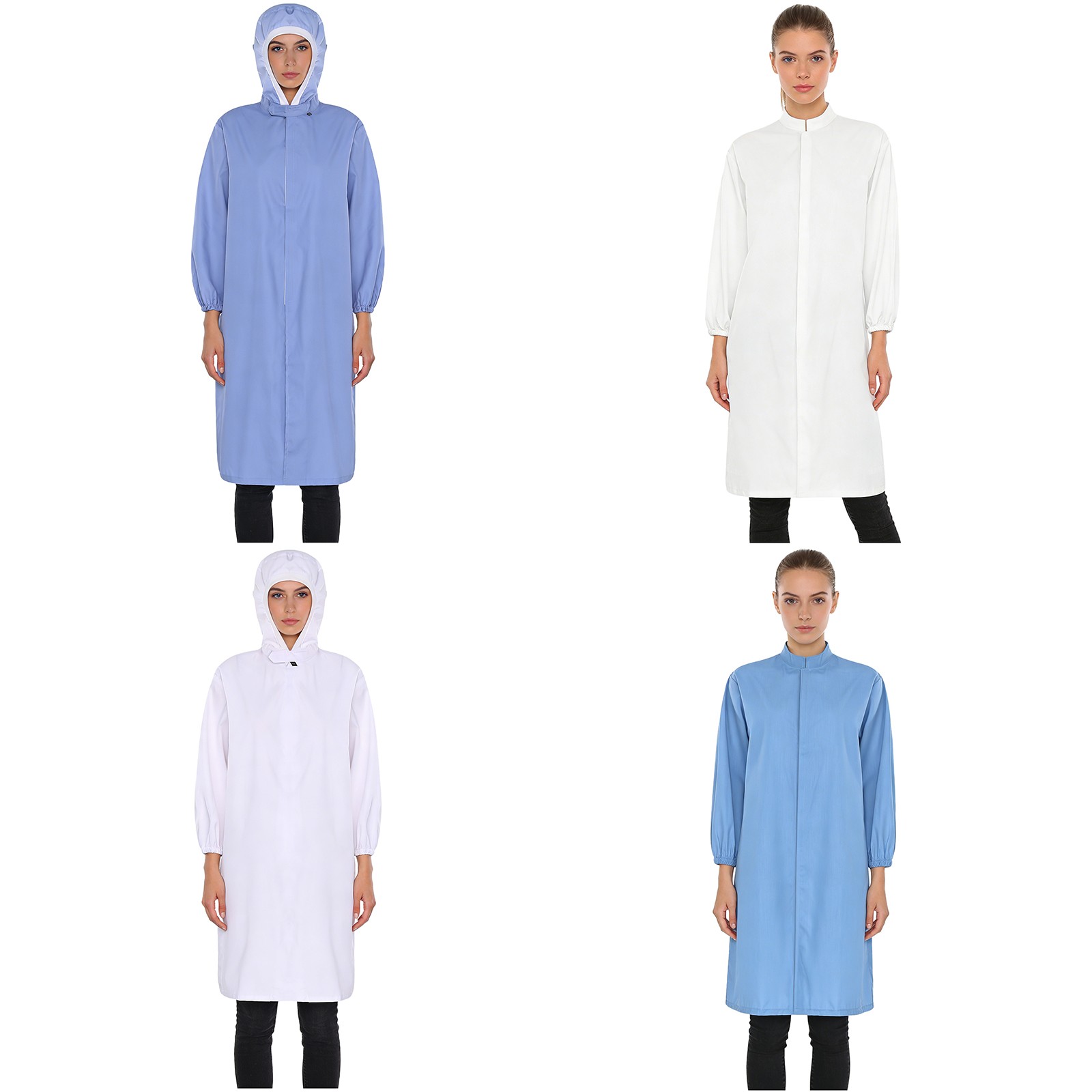 Unisex Lab Jackets Long Sleeve Front Hook-loop Fastener Protective Workwear