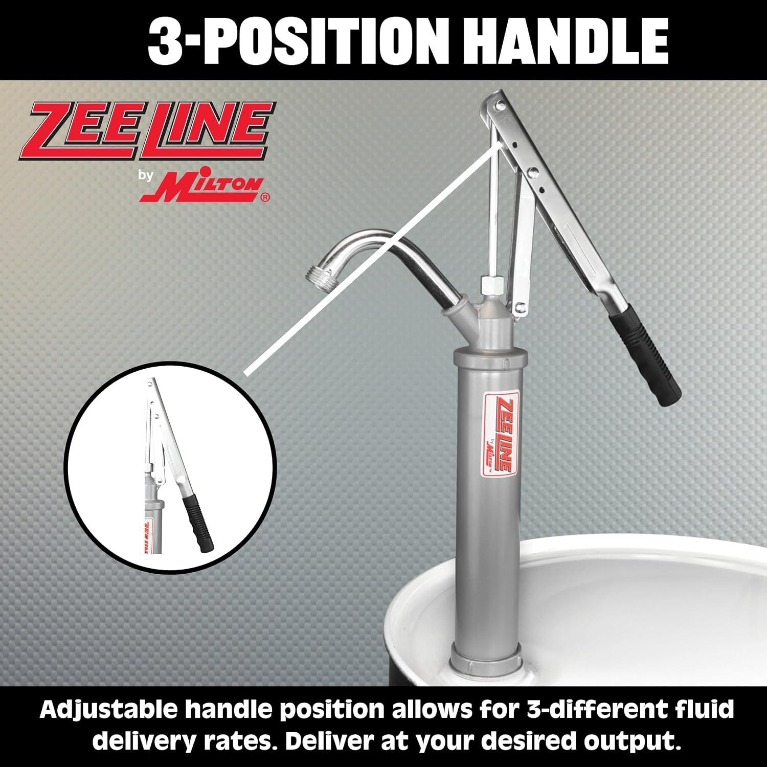 ZE381, Lever Action Pump for 15-55 Gallon Drum Pump, 1 Gallon per 9 Strokes, Bar