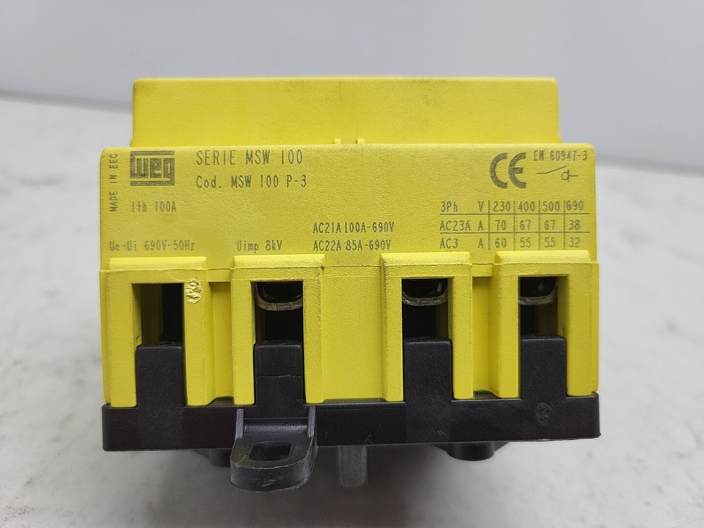 Weg MSW100 Rotarty Switch Disconnector 100A 600V MSW 100 P-3 New