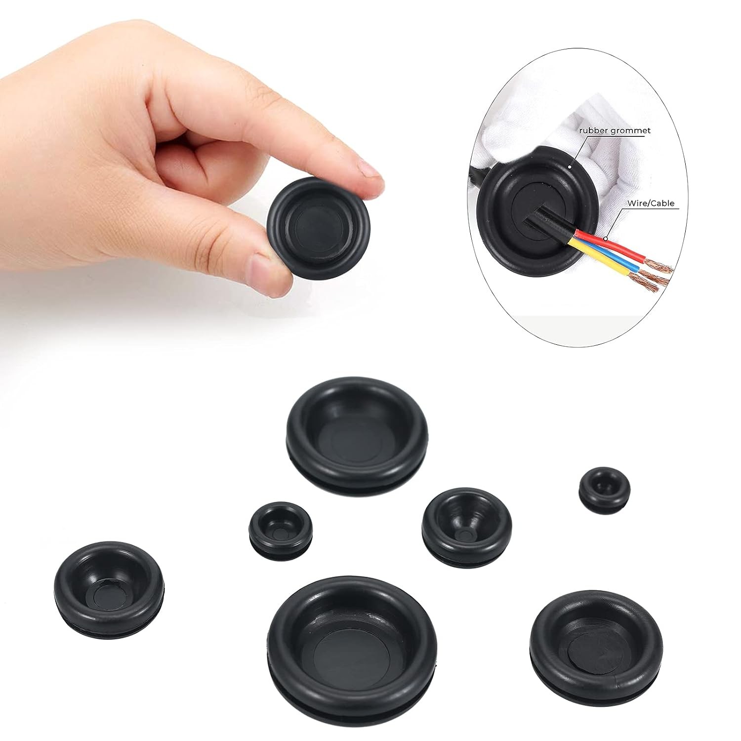 7 Sizes Rubber Grommet Assortment Closed Hole Plugs