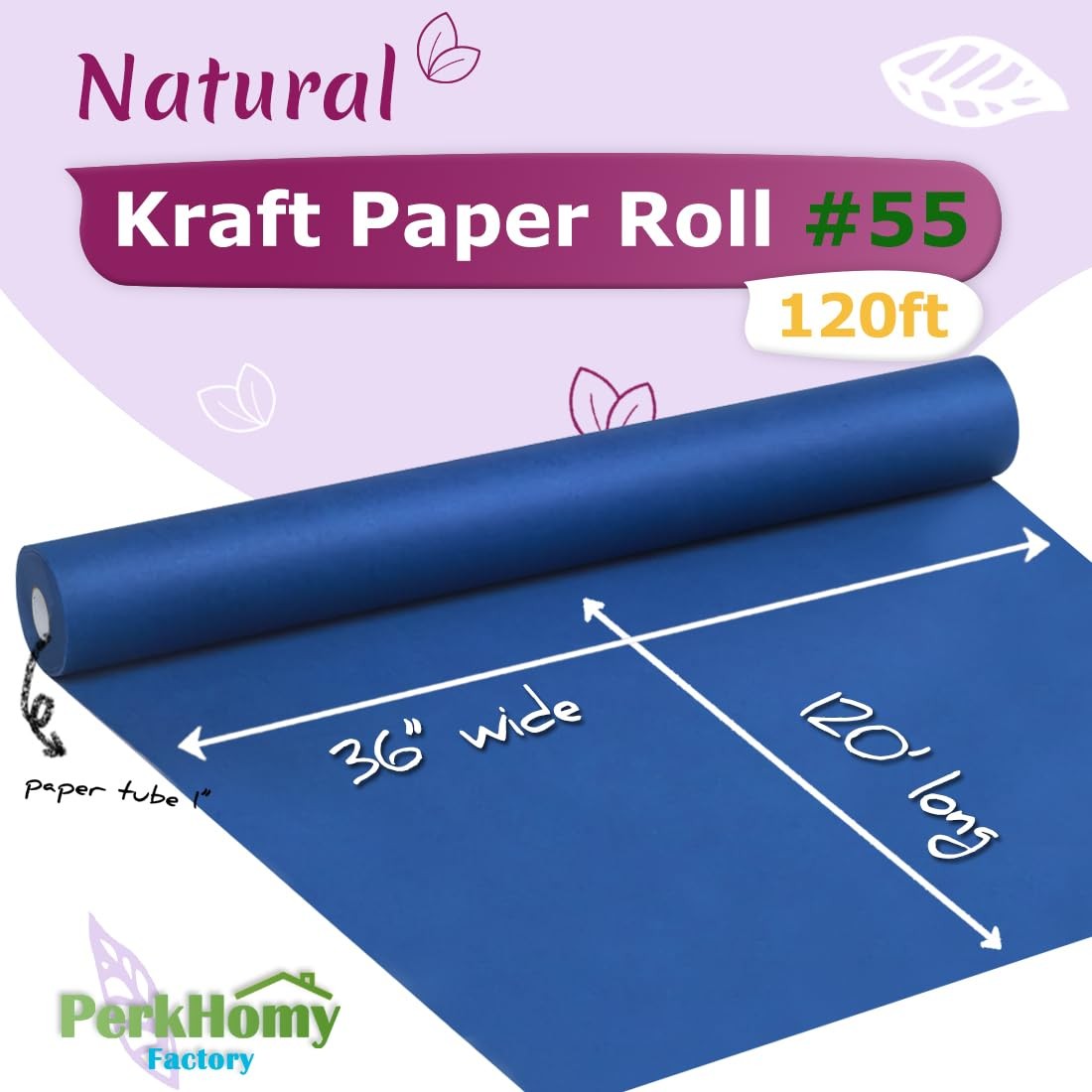 PerkHomy 36 x 1,440 120 Blue Kraft Paper Roll for Craft Bulletin Board