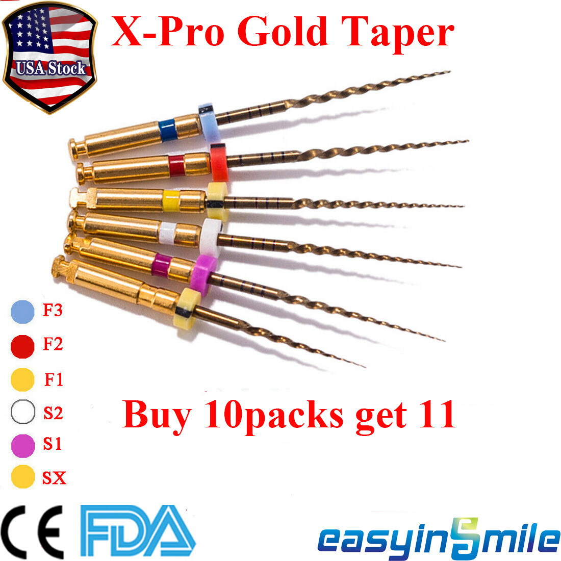 Endodontic Dental Endo Files X-Pro Gold Taper Rotary Niti Files SX-F3 21/25/31MM