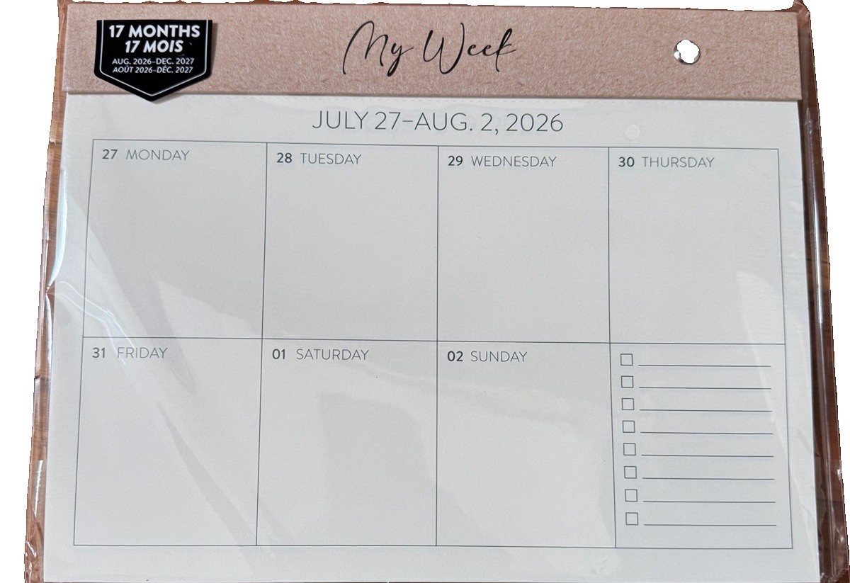 2027 Weekly Desk Planner Orange Circle Studio 17 Mo Calendar Aug 2026- Dec 2027