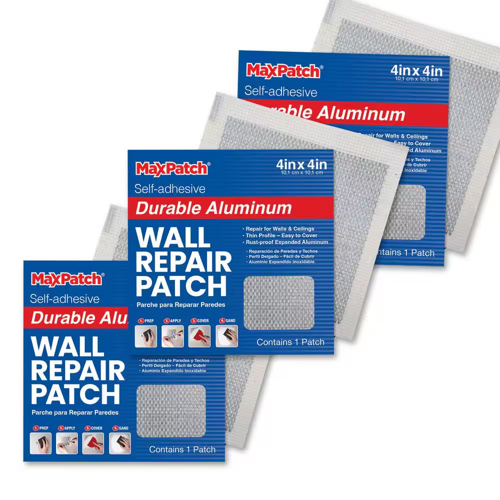 Wall Repair Patch 4x4in 3 Pack MaxPatch Aluminum Self Adhesive Drywall Repair