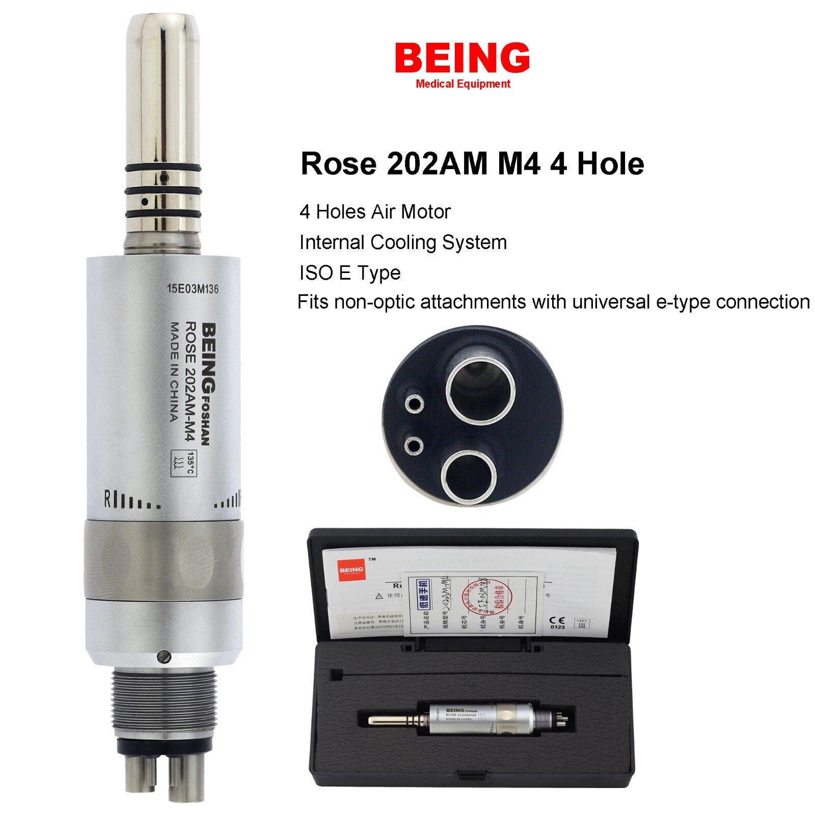 BEING Dental Air Motor 4 Hole Contra Angle Straight Handpiece Low Speed KAVO NSK