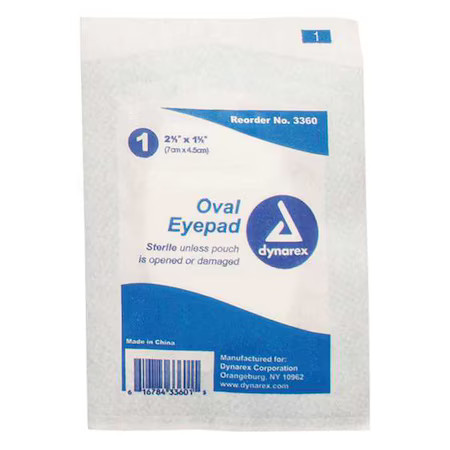 Dynarex 3360 Oval Eye Pads, Strle, 1-5/8X2-5/8In, Pk600