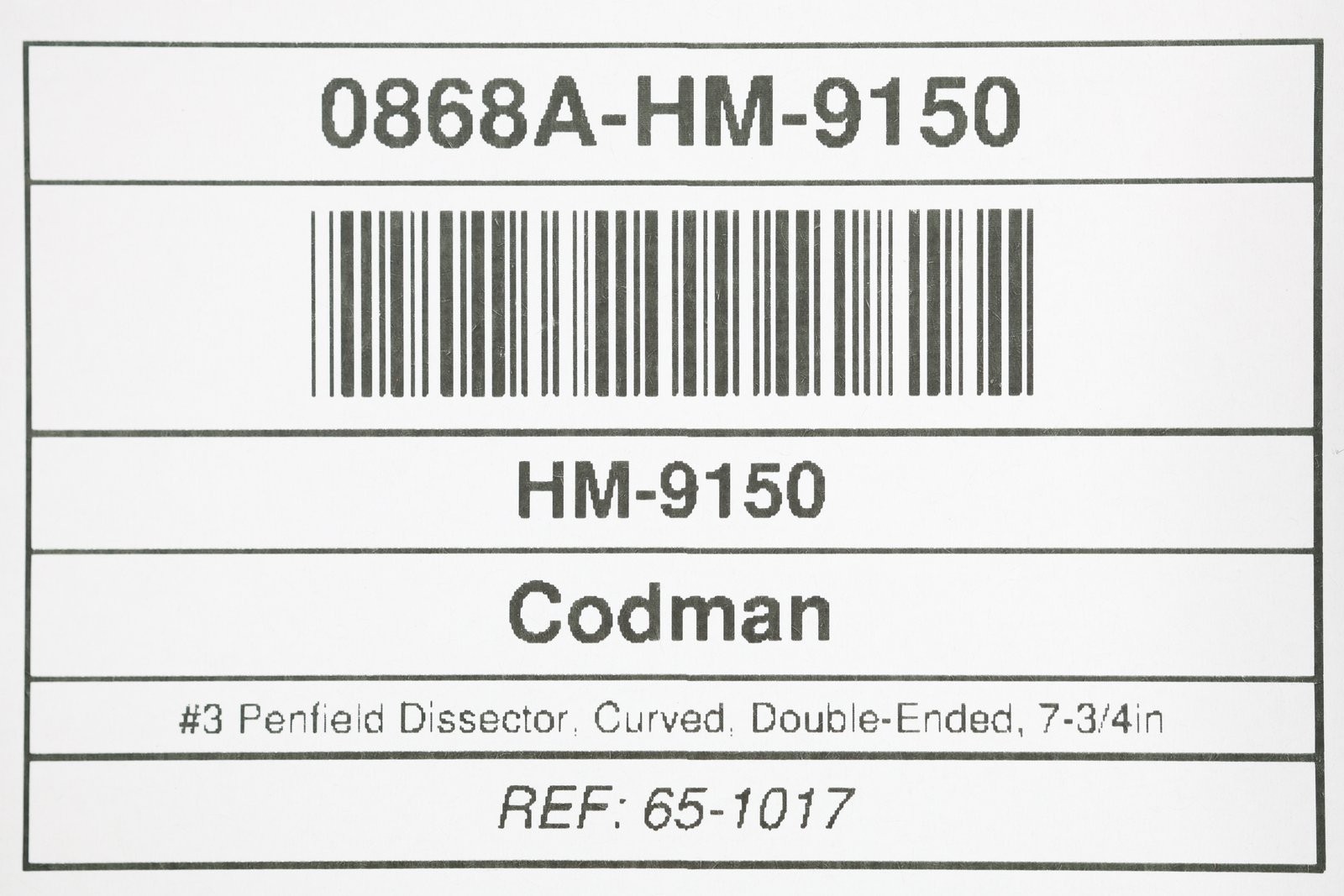 Codman 65-1017 #3 Penfield Dissector, Curved, Double-Ended, 7-3/4in