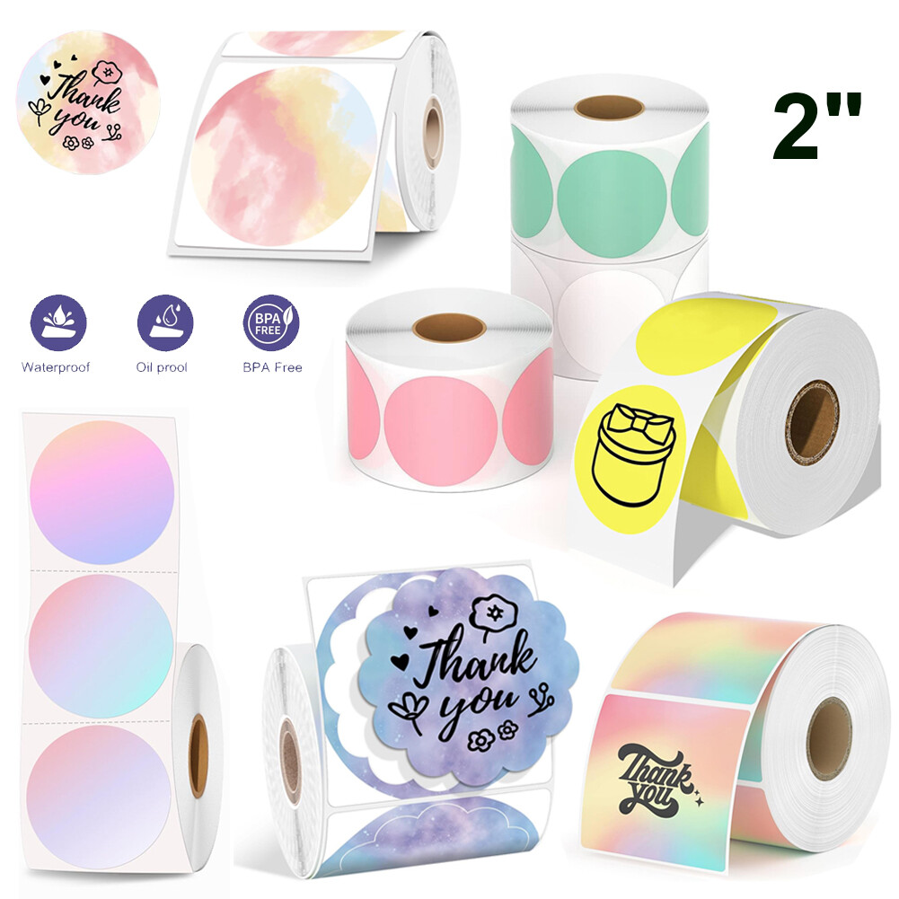 2″ Round Direct Thermal Labels Roll Circle Sticker Self-Adhesive for Zebra Rollo