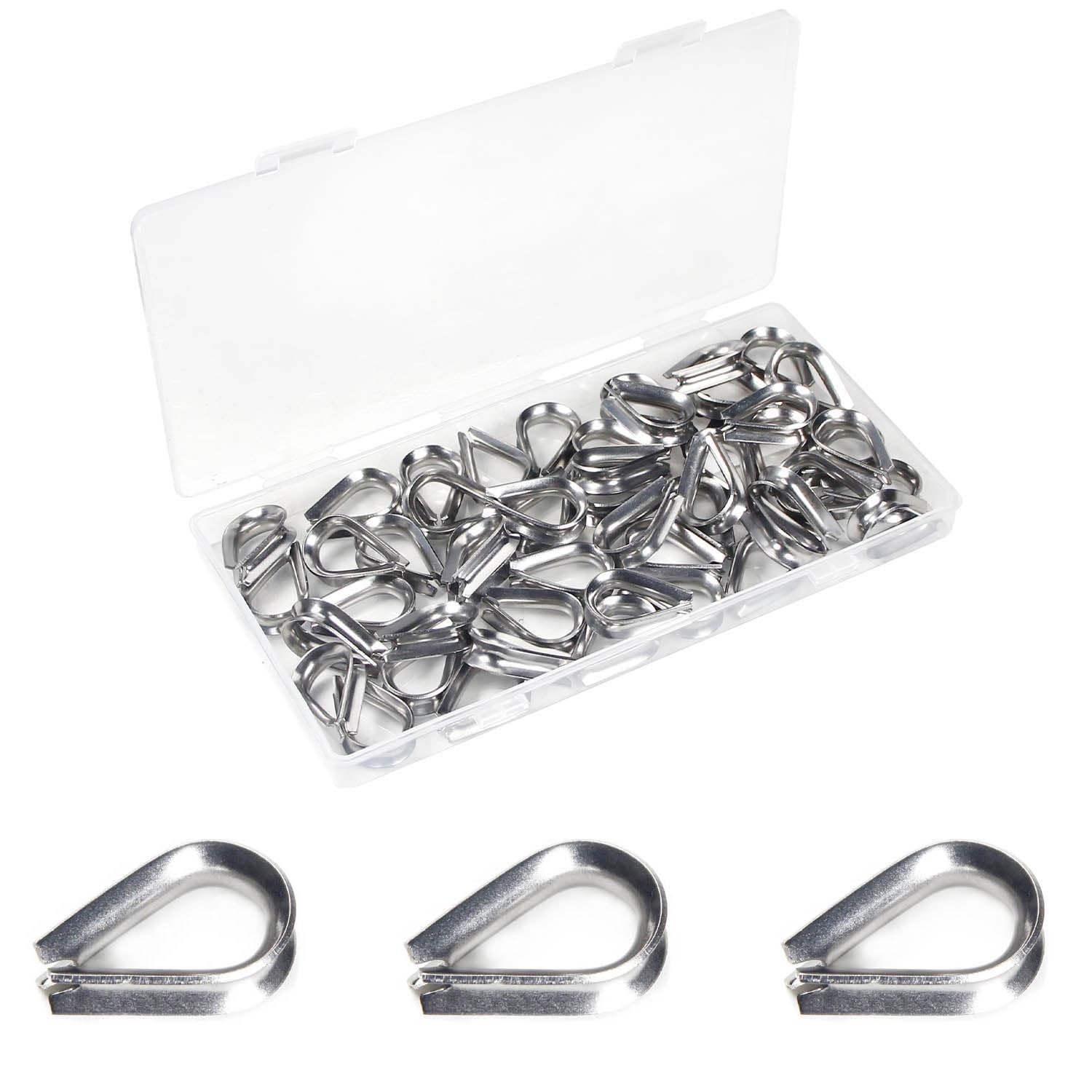 50 Pcs 5/32″ Wire Rope Thimbles M4 Cable Thimbles 304 Stainless Steel Thimble…