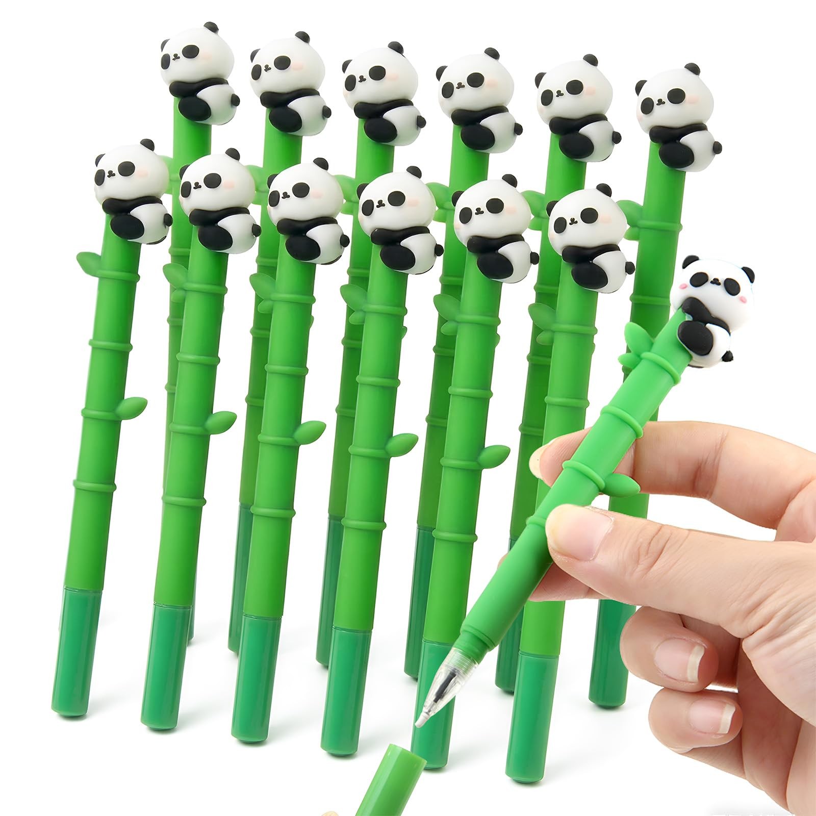 Baowindy 12 PCS Panda Pens, Adorable Cartoon 1 Count (Pack of 12), Green