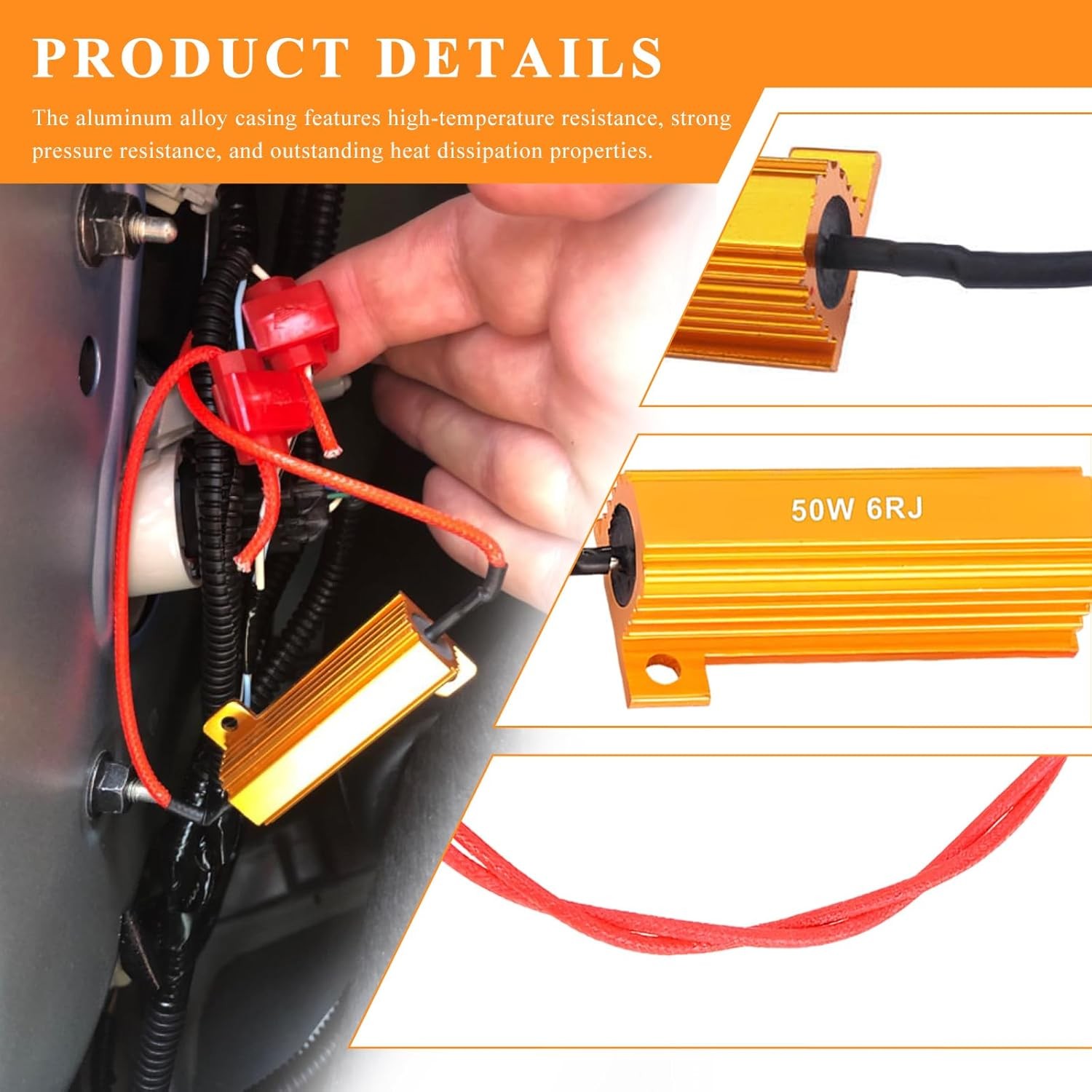50W 6ohm LED Aluminum Load Resistors 2PCS Turn Signal Flasher Adaptor Resistor